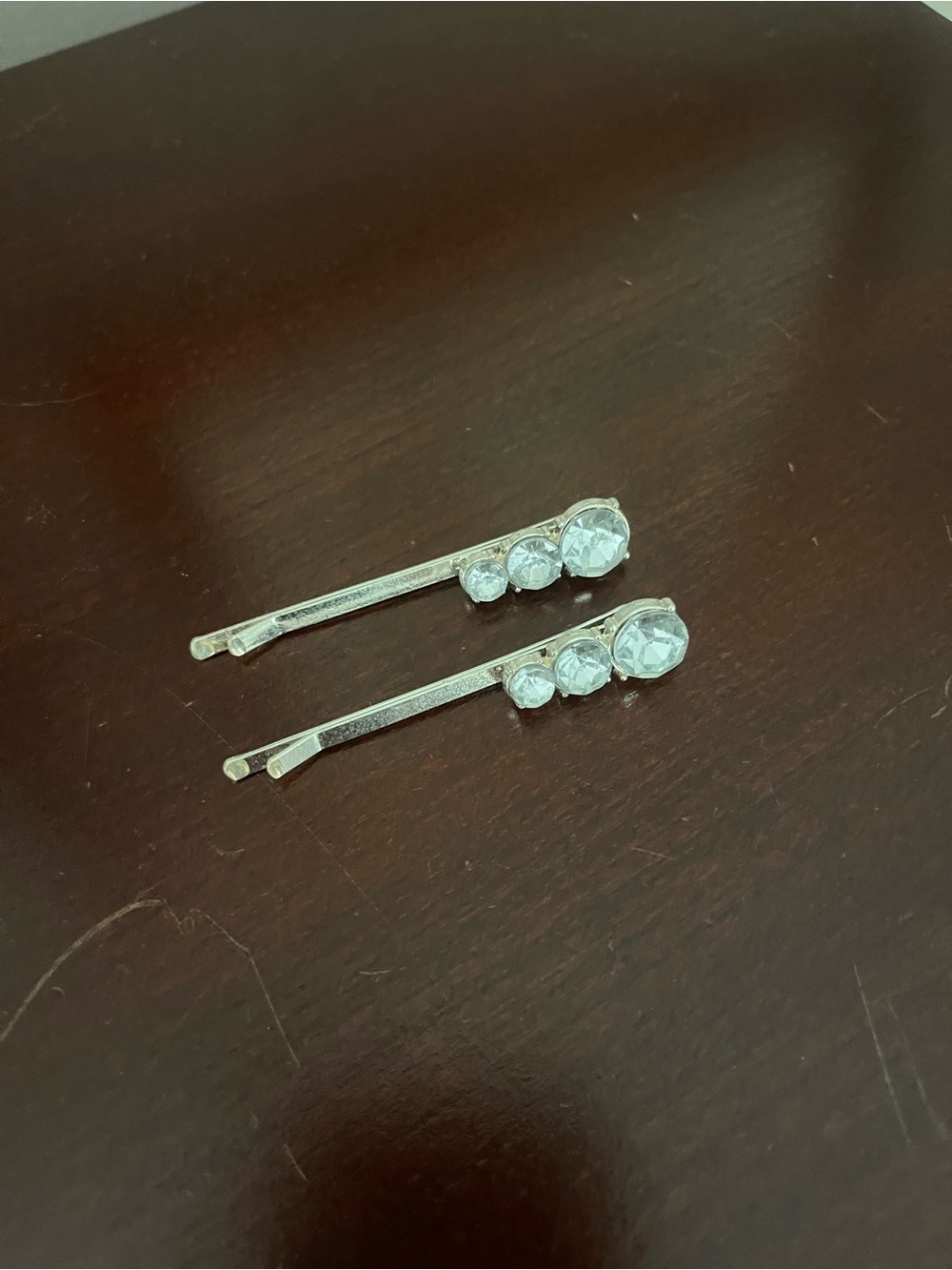 Rhinestone Bobby Pin Set - Silver Tone
